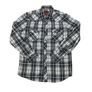 Mens Attrak Western Heritage Black & White Plaid Button-Up Shirt M